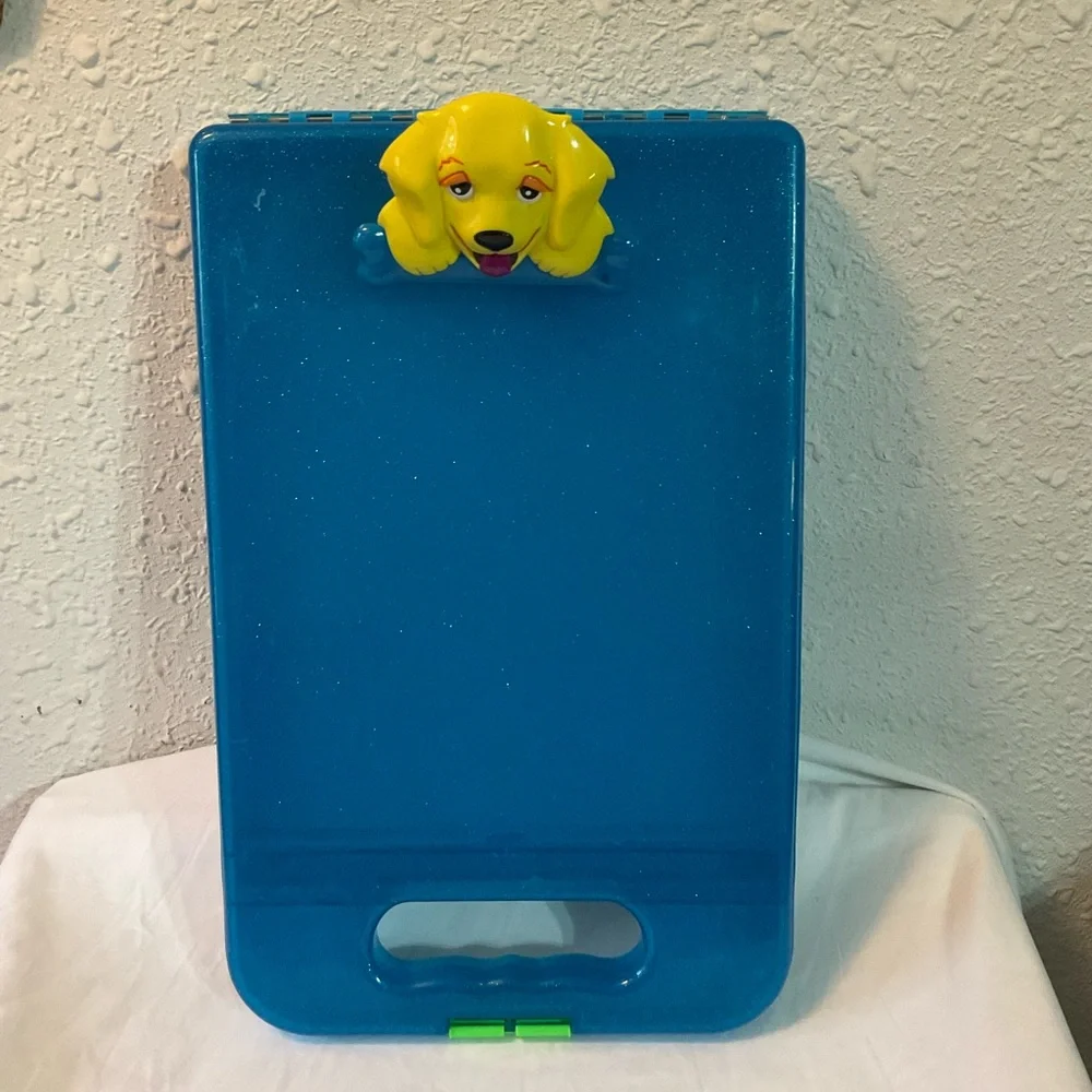 Lisa Frank Blue Folder with Yellow Puppy Design